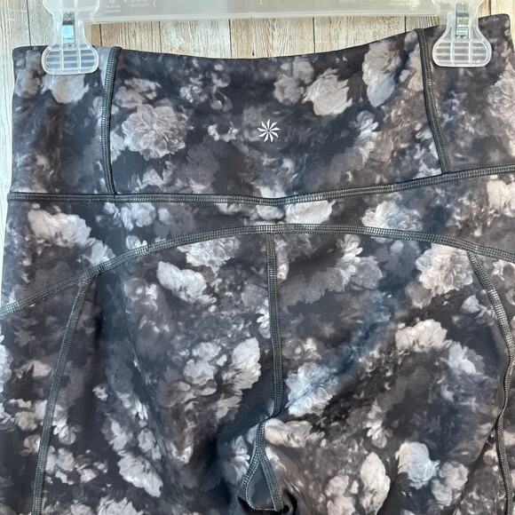 Athleta Rainier Printed Legging Womens M‎ Frozen Floral Grey Athletic Pull On - Picture 7 of 8